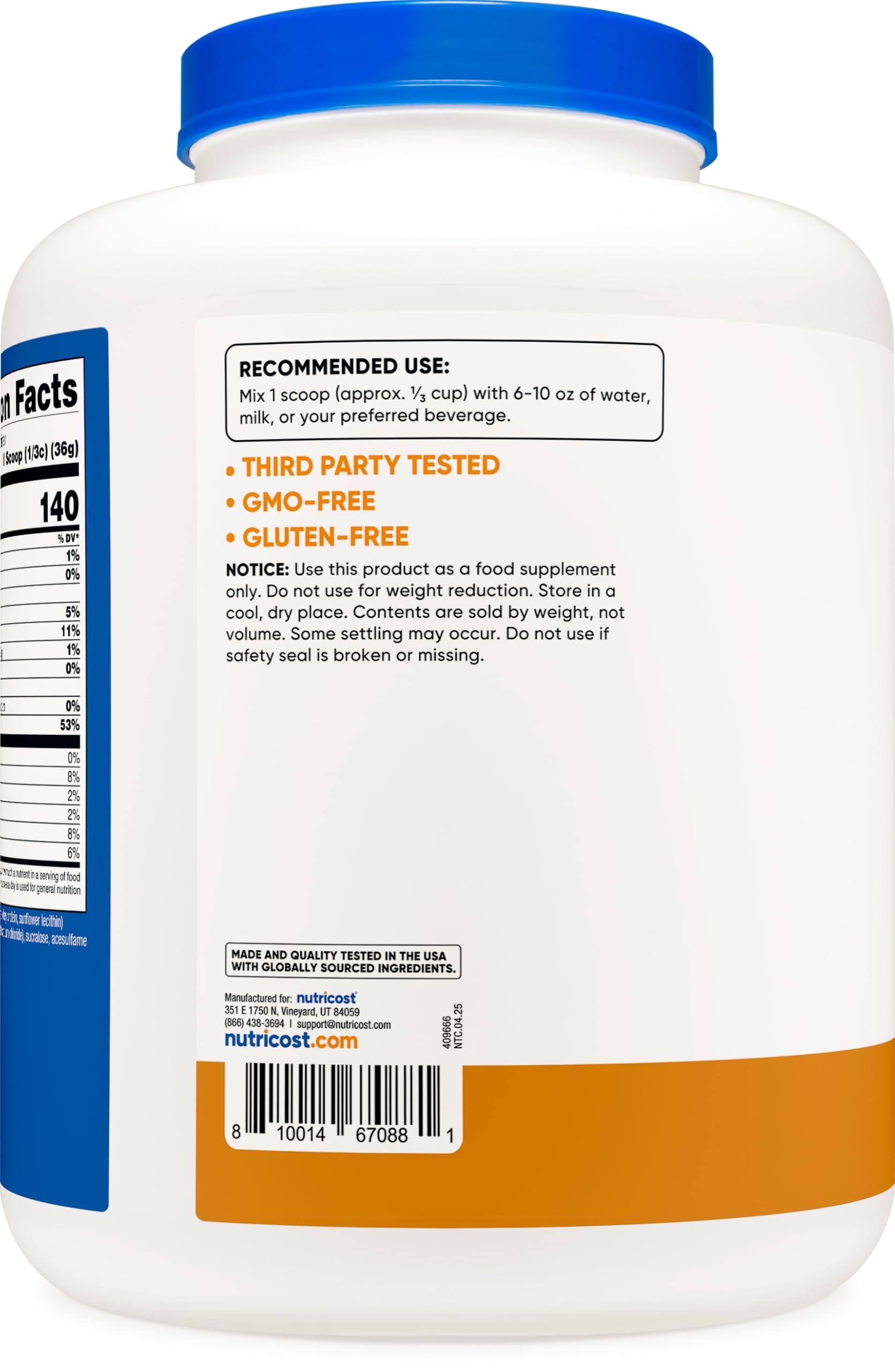Nutricost proteina de suero aislada sabor caramelo salado, textura cremosa al mezclar.