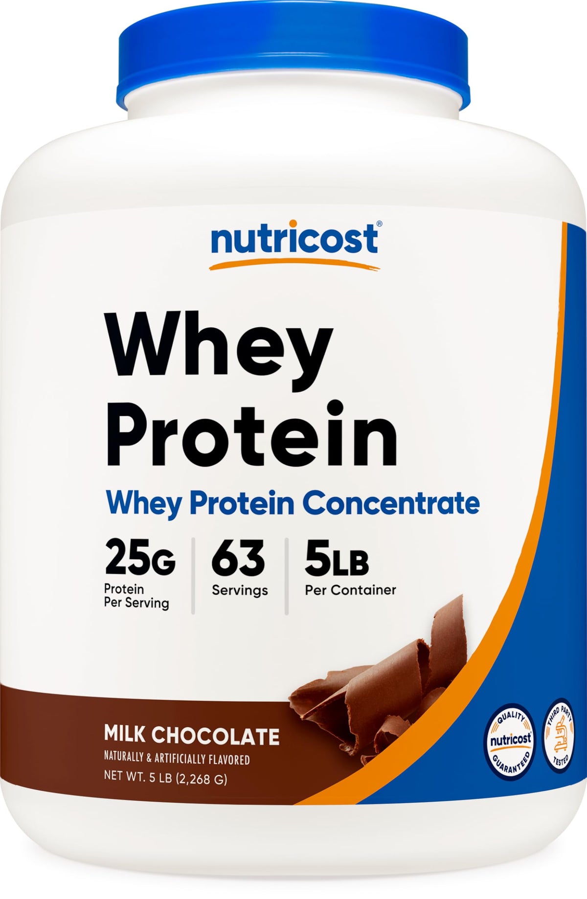 Nutricost Proteína de Suero Concentrada Chocolate en bote de 5 lb para batidos energizantes