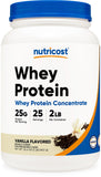 Nutricost proteína de suero concentrado vainilla, botella 2 libras para uso diario.