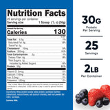 Nutricost Proteína de Suero Aislada fresa açaí, dosificador listo para porciones.