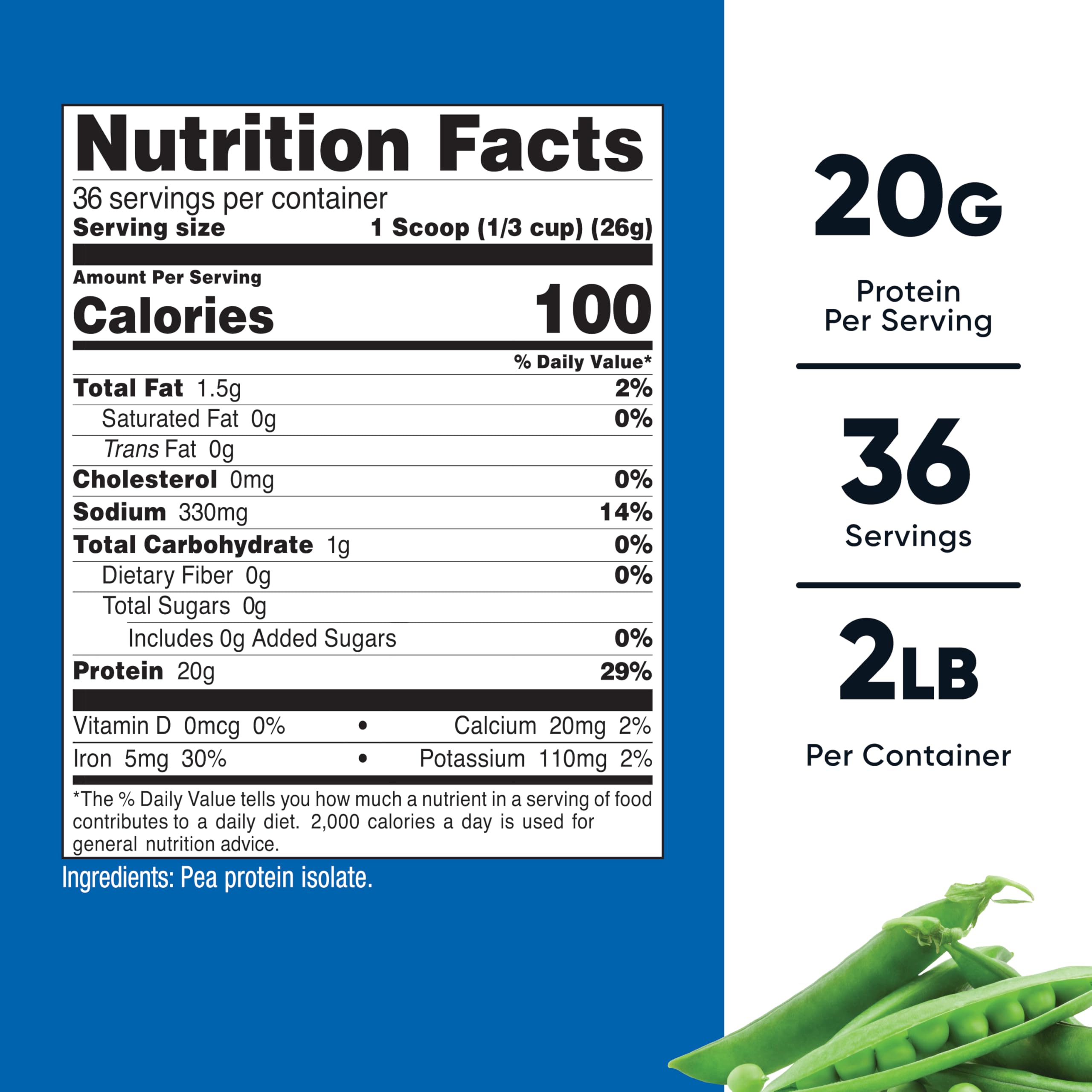 Proteína de guisante Nutricost en envase porciones para mezclas personalizadas.