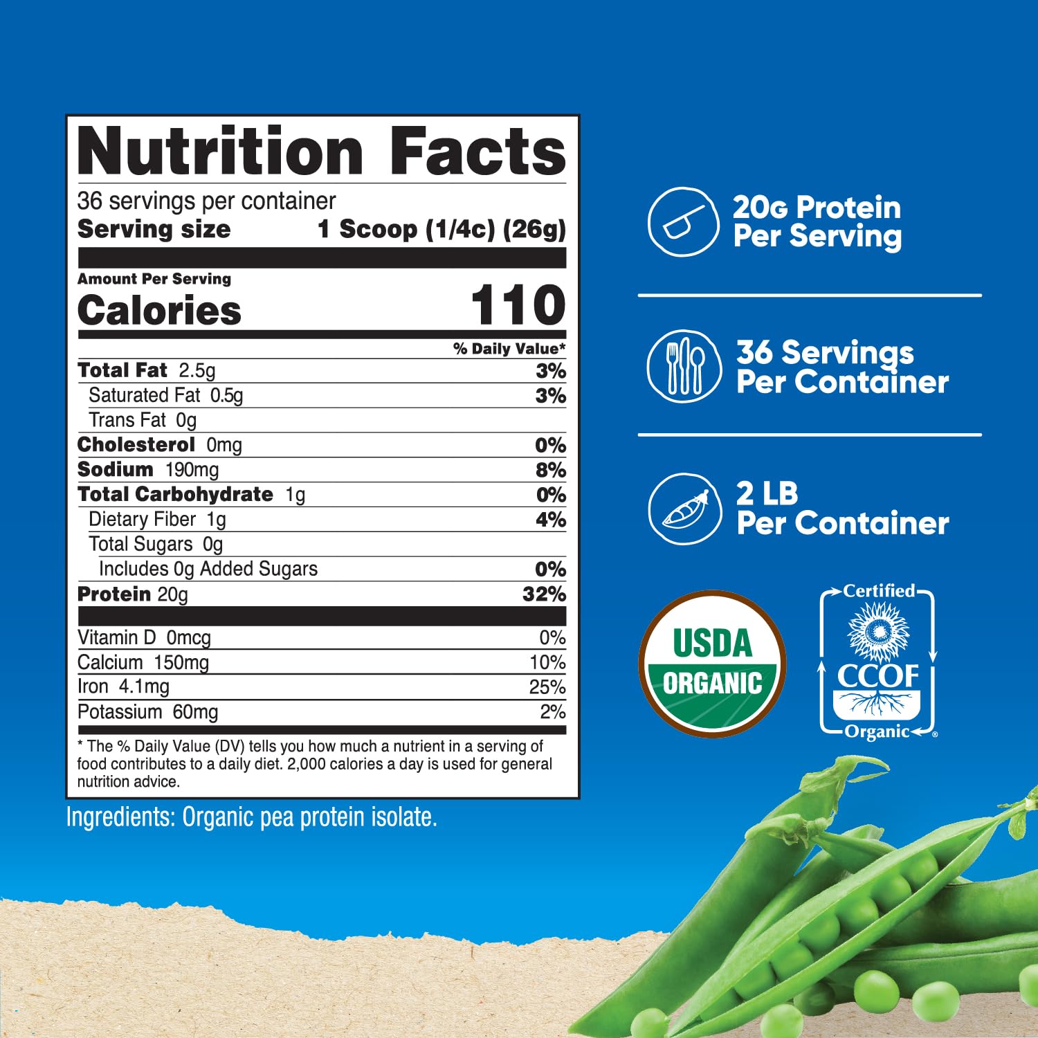 Nutricost Proteína de Guisante Orgánica sin sabor, perfecta para hornear recetas nutritivas.