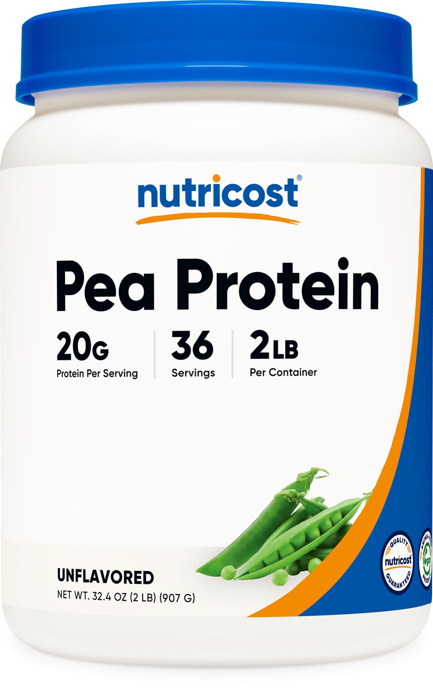 Nutricost proteína de guisante en polvo 2 lb sin sabor para batidos y horneado.