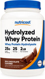 Nutricost proteína hidrolizada de suero chocolate envase, ideal para recuperación diaria.