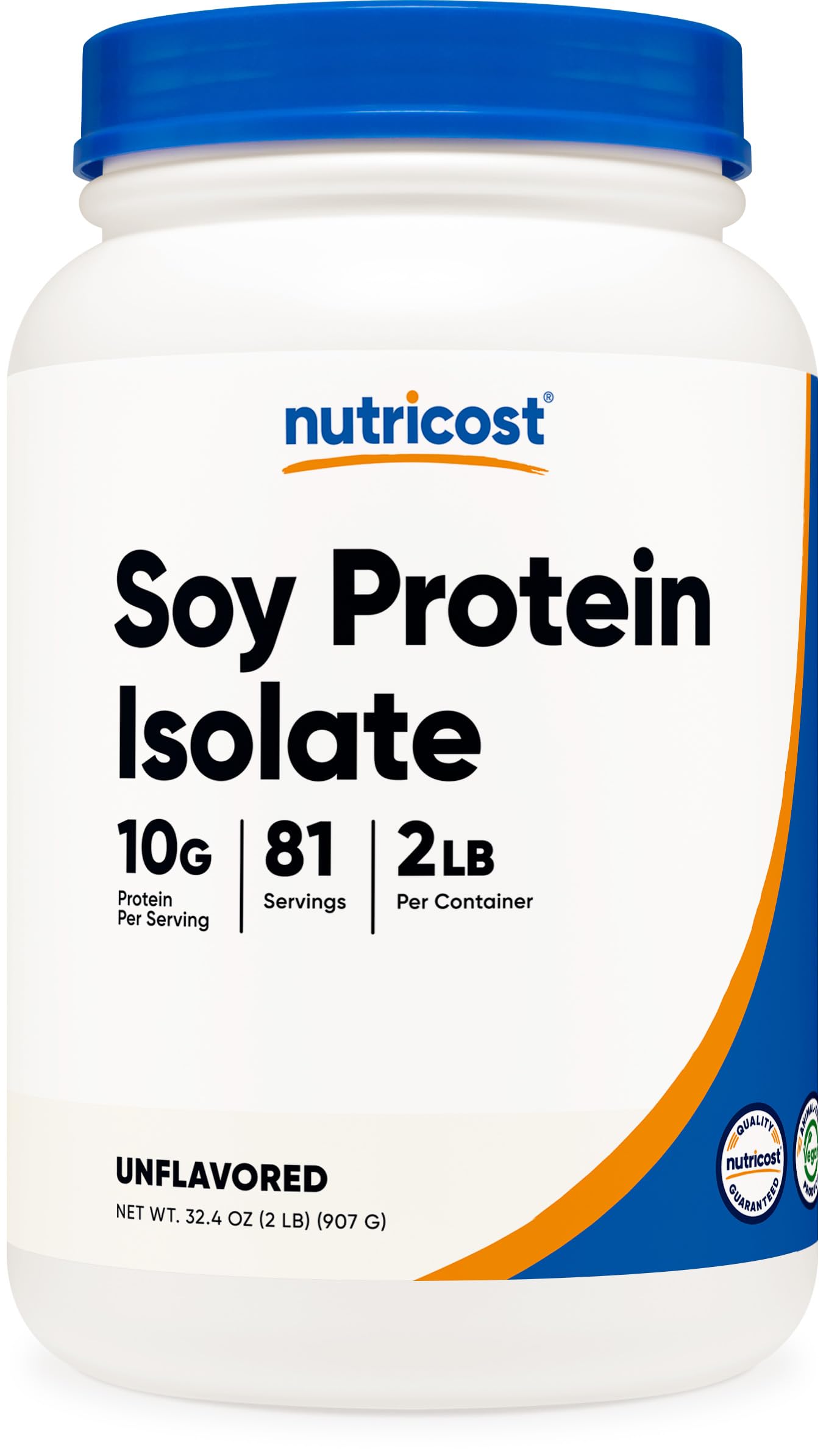 Nutricost Proteína de soja aislada en envase de 2 lb, ideal para batidos diarios.
