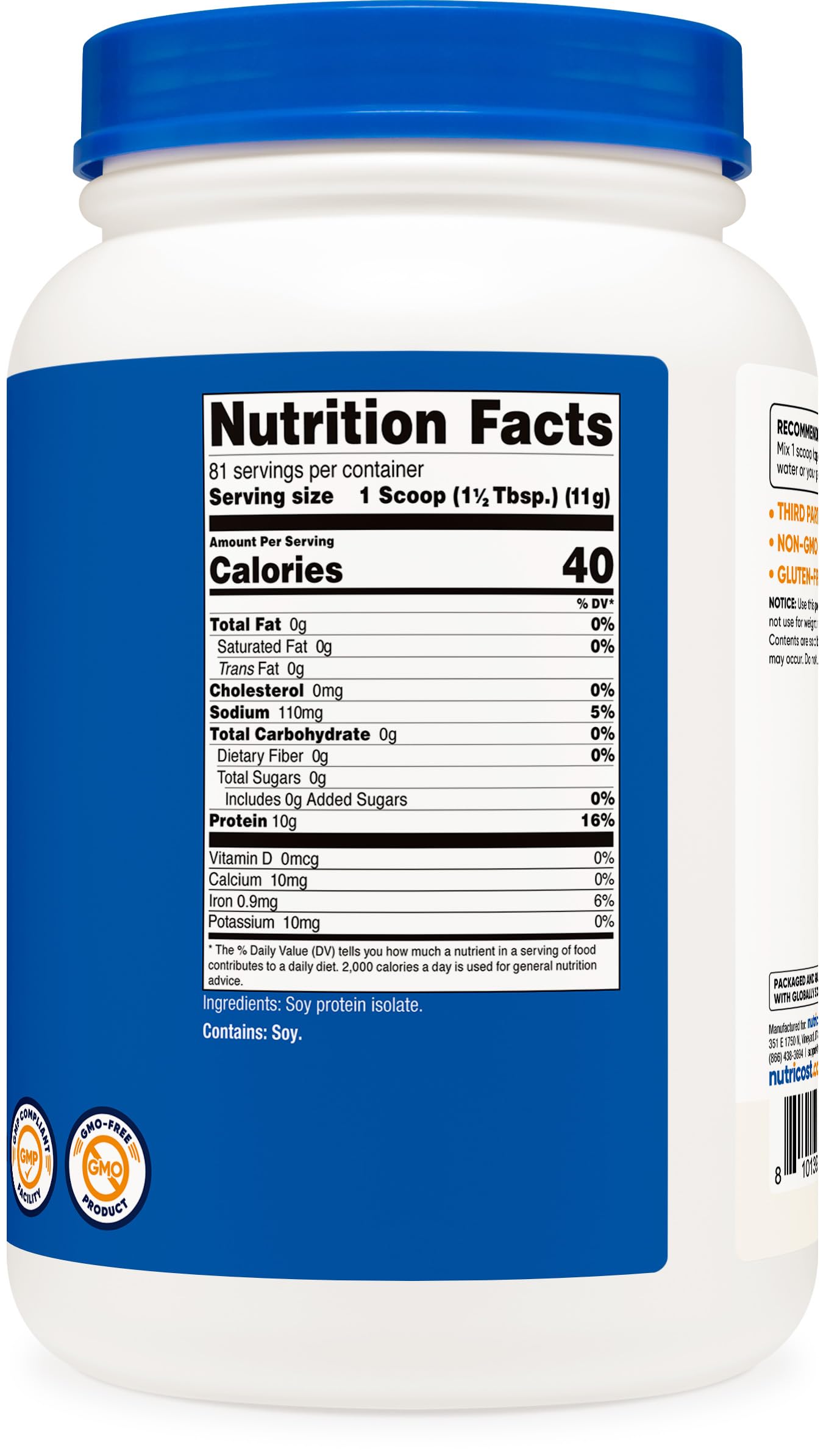 Preparación rápida de bebida neutra con proteína de soja aislada Nutricost.