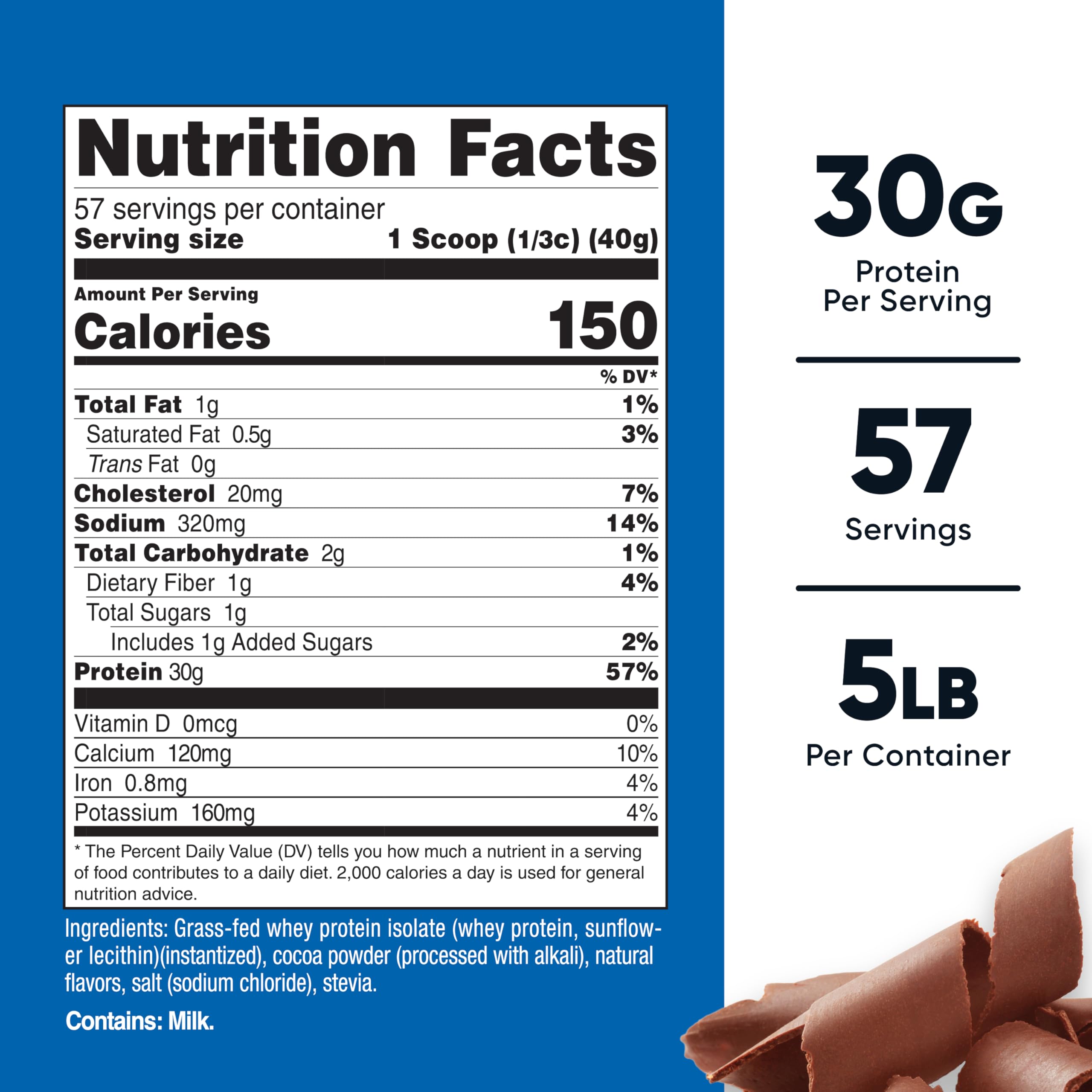 Proteína Nutricost de suero aislada, cuchara con sabor chocolate para batidos rápidos