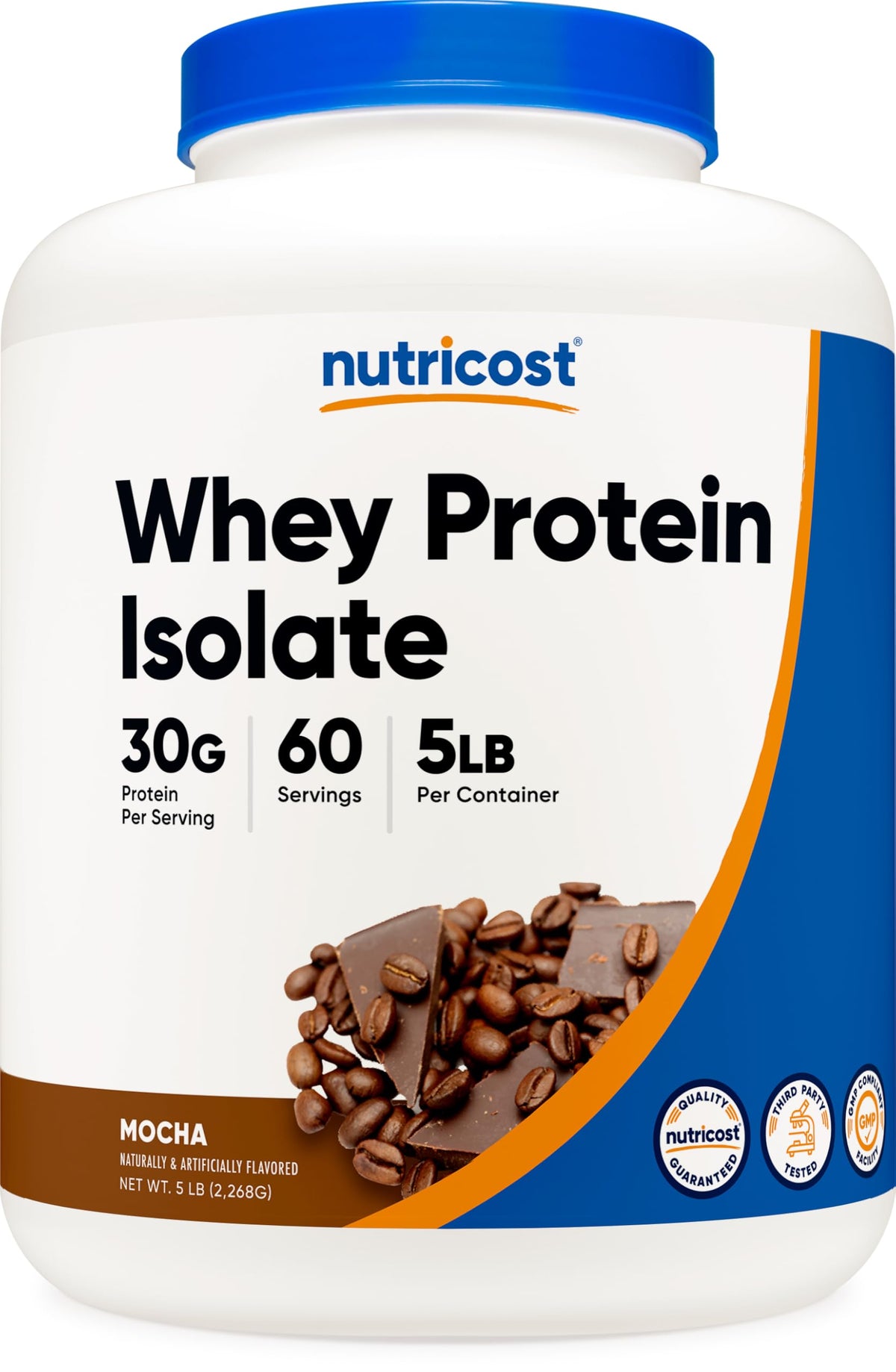 Nutricost Proteína de Suero Aislada Mocha, bote vertido para recuperación muscular tras entreno