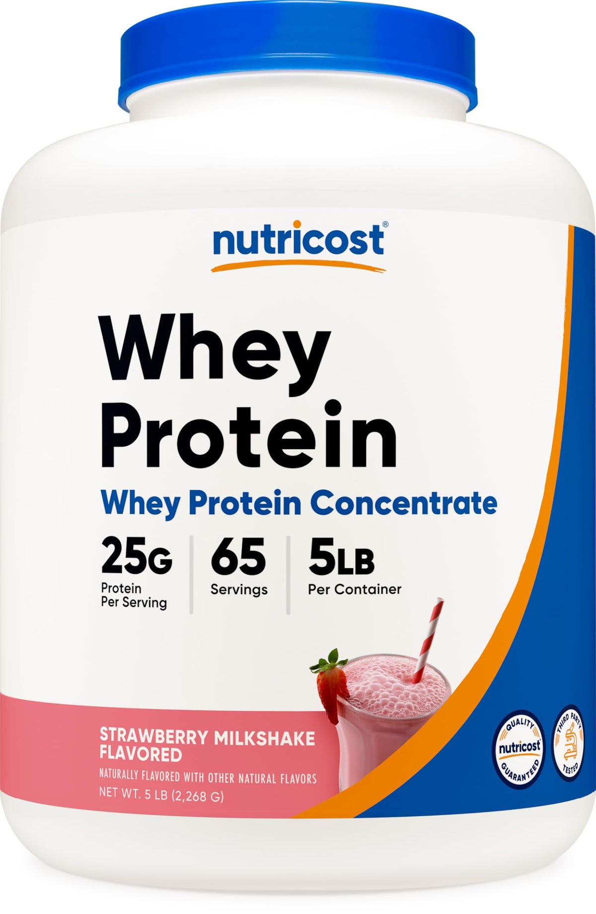 Nutricost proteína de suero concentrada sabor fresa, batido suave para recargar energía.