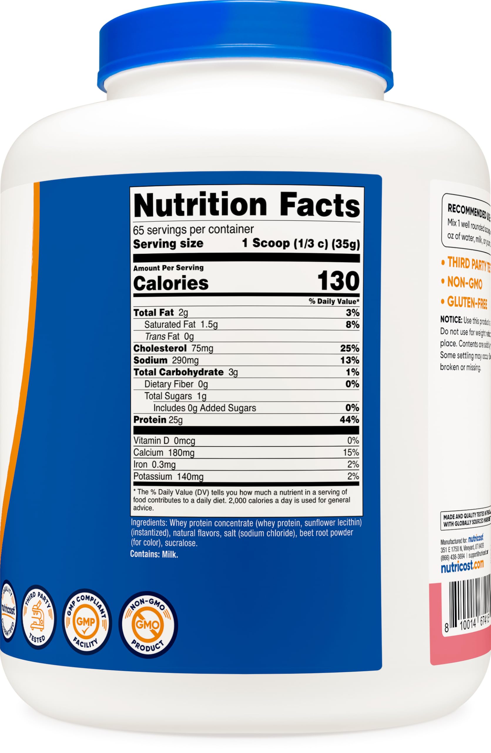 Nutricost proteína de suero concentrada, instalación certificada y control de calidad.