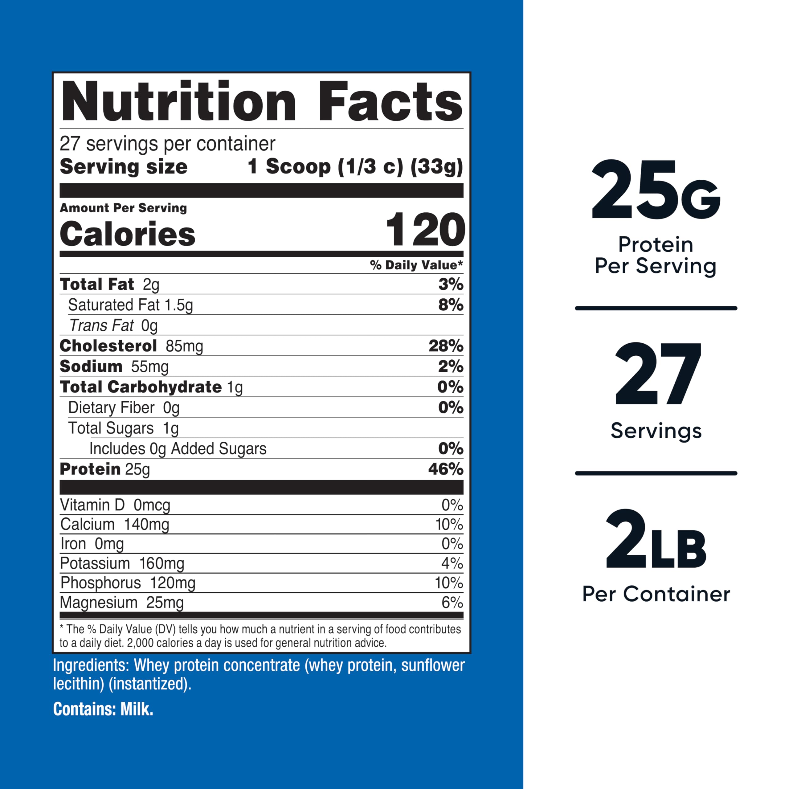 Nutricost Proteína de Suero sin sabor, etiqueta clara para ver ingredientes.