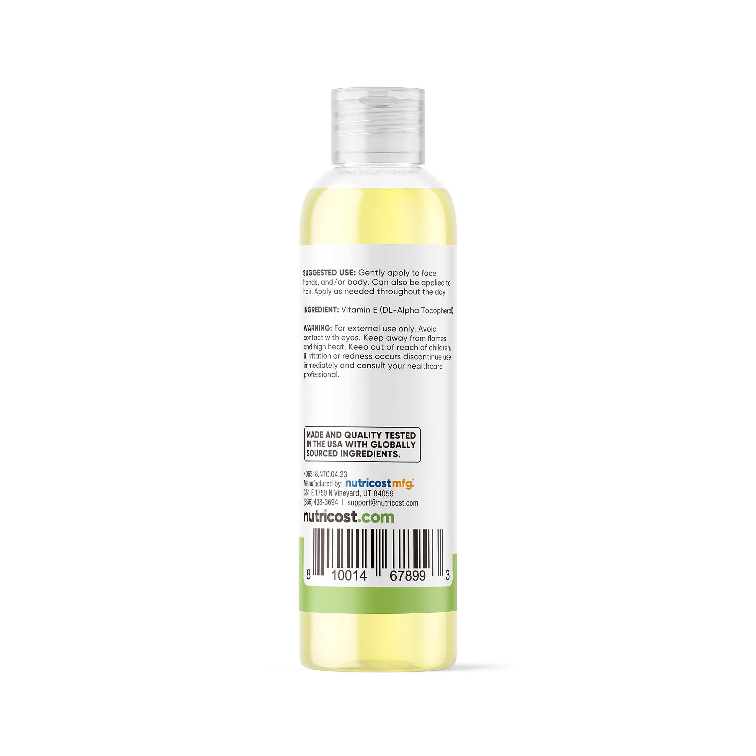 Nutricost Vitamina E aceite pruebas ISO independientes para pureza