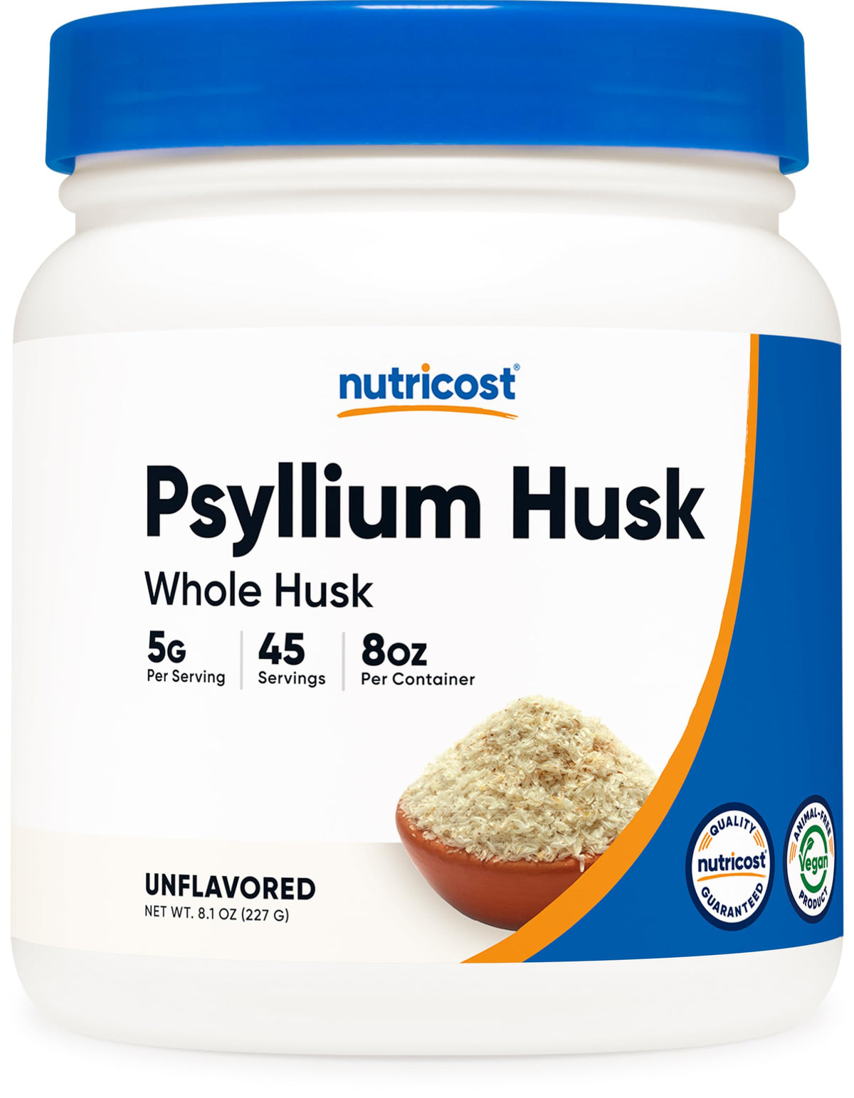 Nutricost psyllium copos en taza para mezclar con líquidos