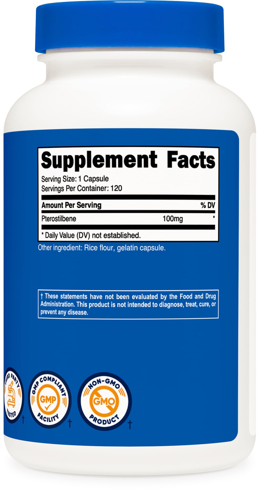 Nutricost Pterostilbene: dosis de 100 mg por cápsula para una ingesta práctica
