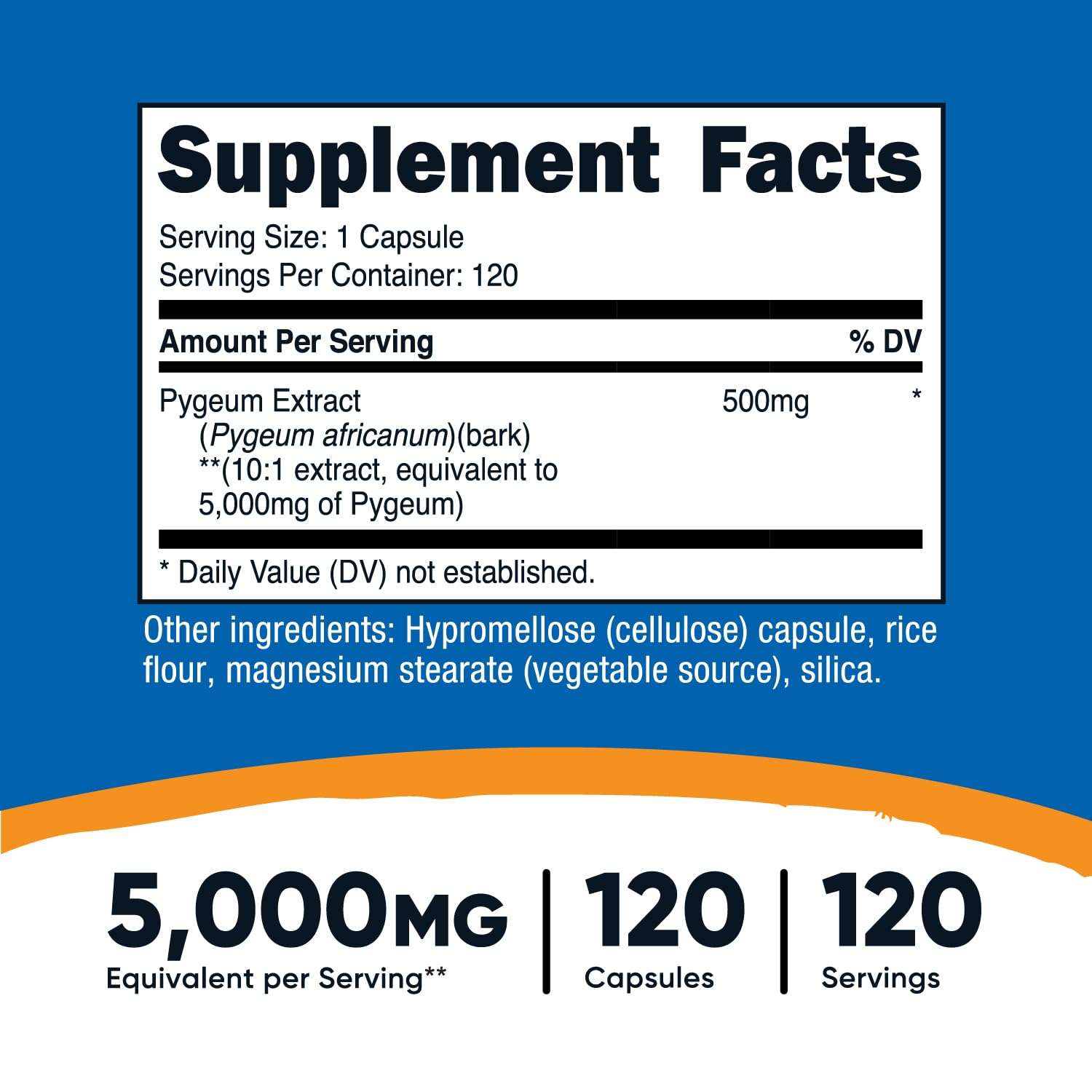 Nutricost Pygeum extracto 10:1, 500 mg por cápsula, posible apoyo diario