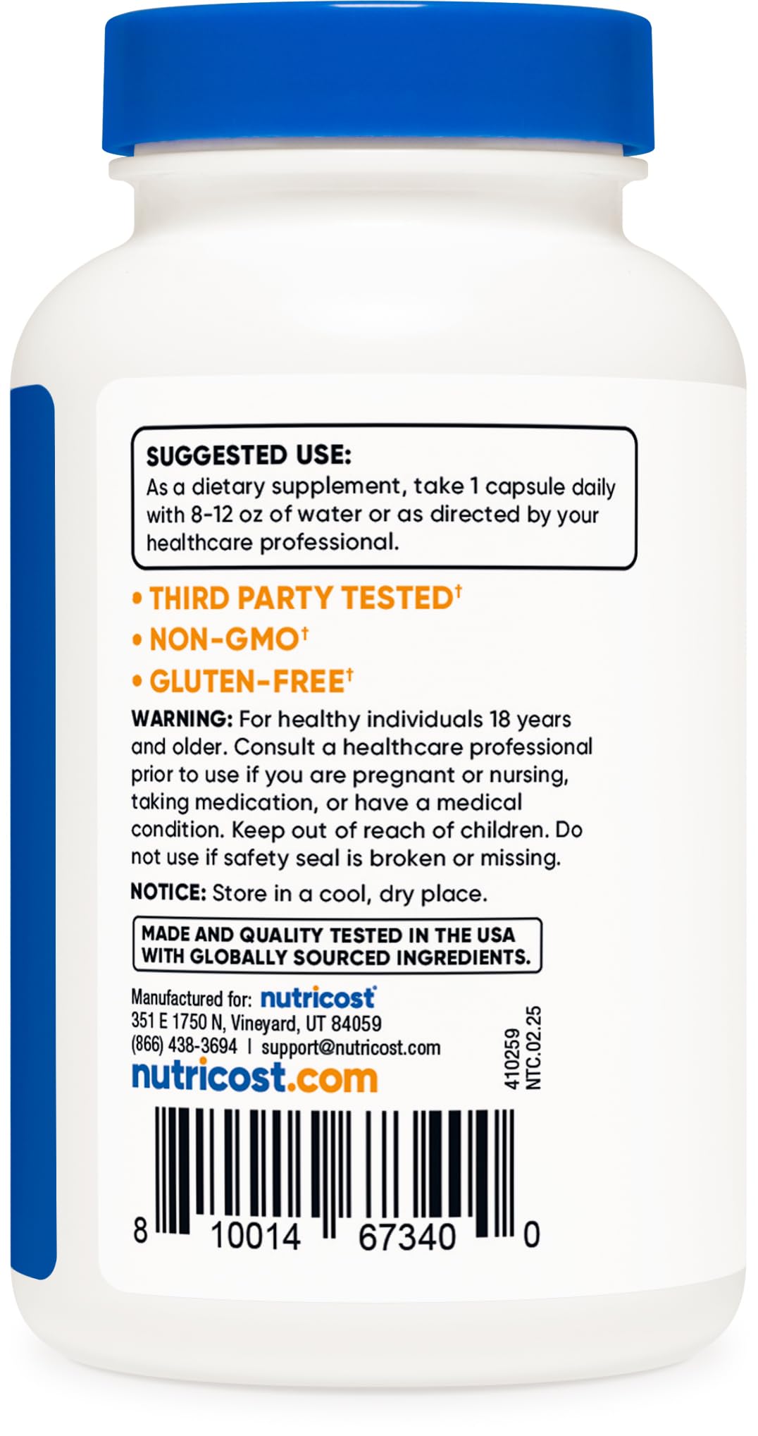 Nutricost Pygeum sin gluten, apto para dietas
