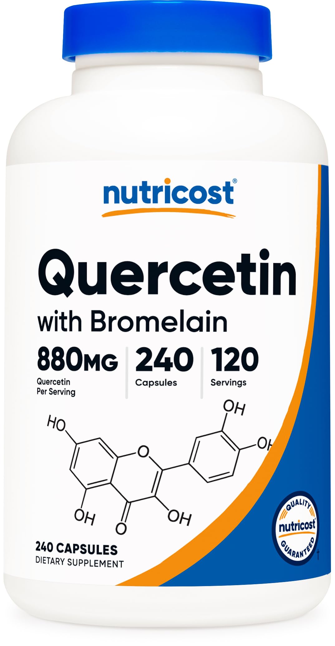 Nutricost Quercetin 880 mg, cápsulas en frasco, para apoyo general diario.