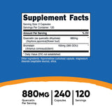 Nutricost Quercetin con Bromelina, cápsulas, etiqueta visible para uso diario.