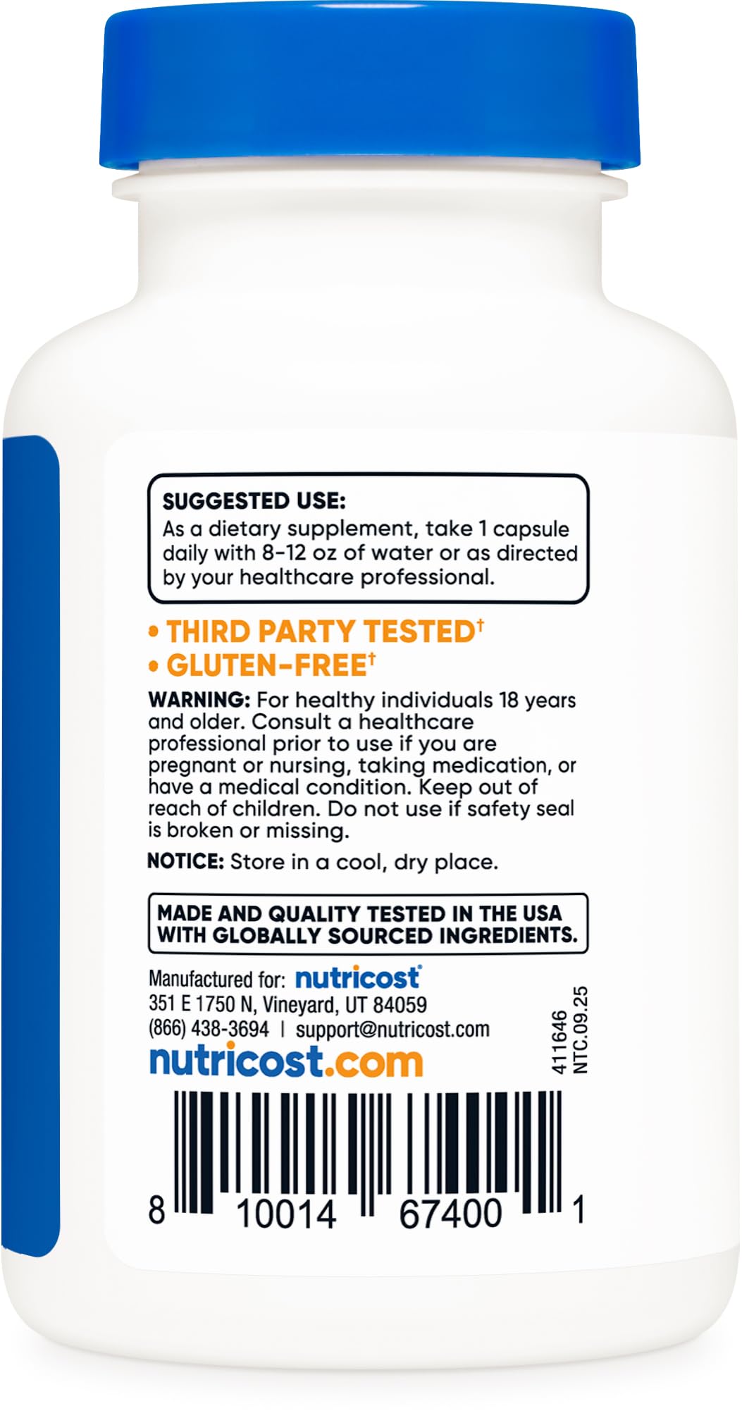 Nutricost R-ALA cápsulas vegetales mostrando dosis de 100 mg