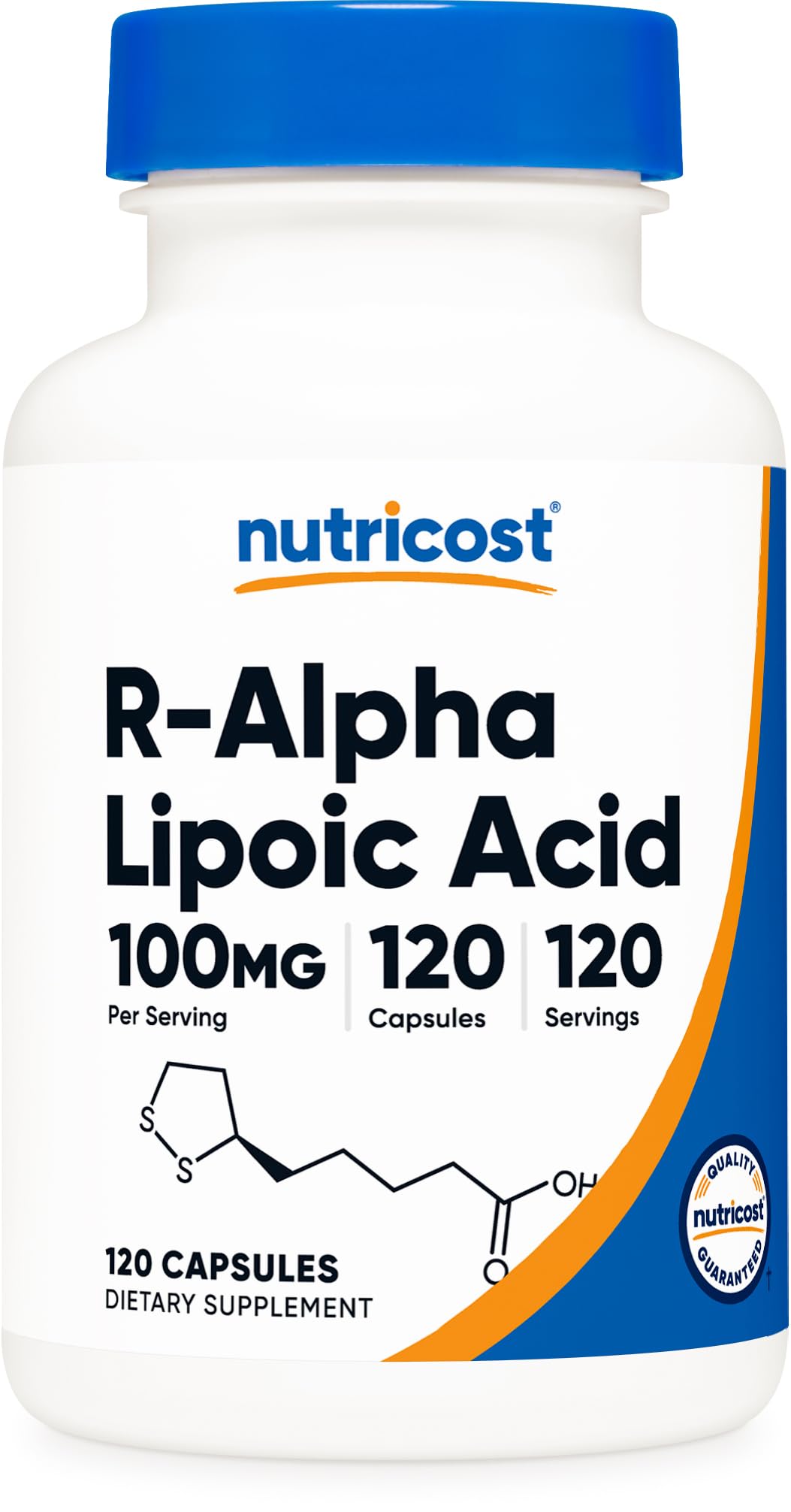Nutricost R-ALA cápsulas vegetales frente: opción no-OGM y sin gluten