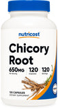 Nutricost Raíz de Chicoria 650 mg cápsulas: complemento diario para bienestar.