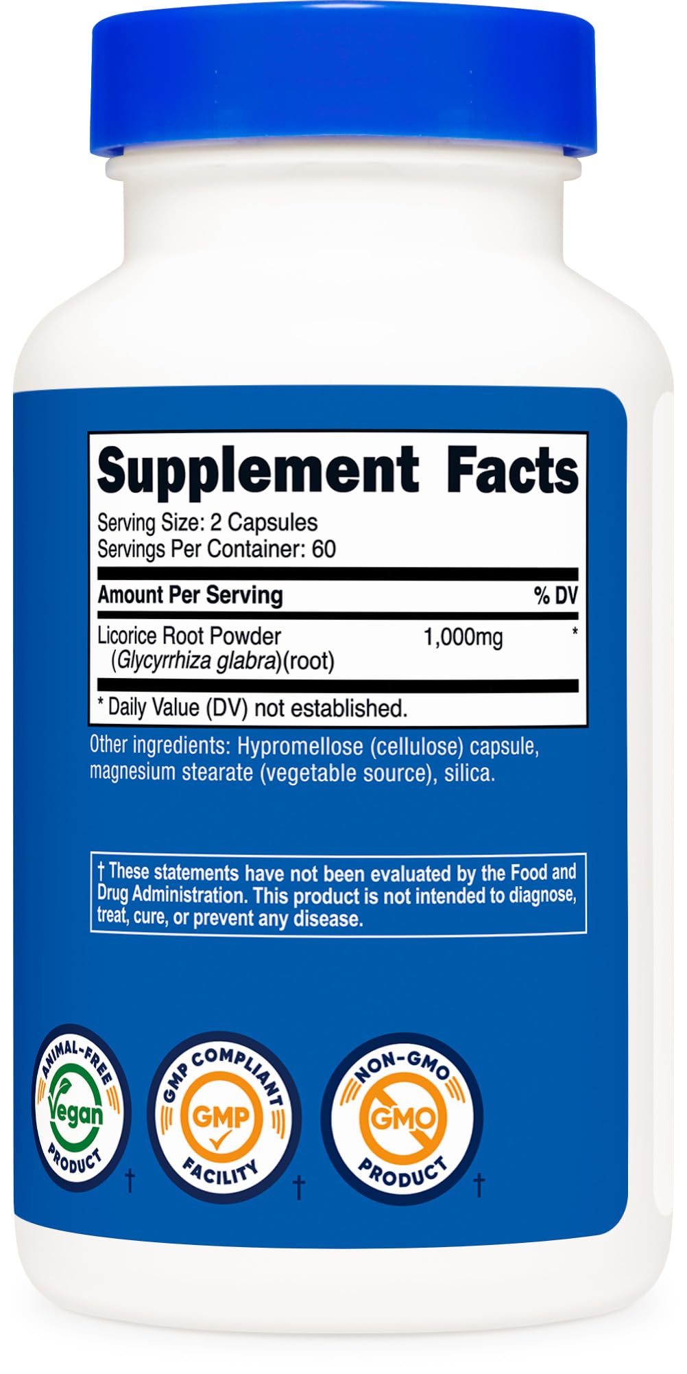 Nutricost Regaliz cápsulas de 500 mg para uso diario estable