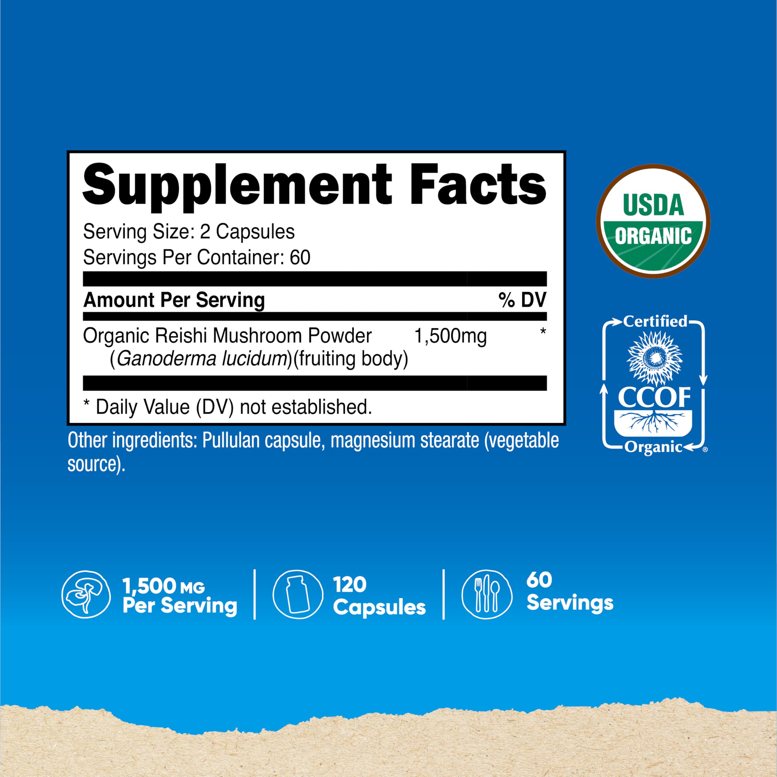 Nutricost Reishi orgánico certificado CCOF en botella