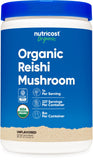 Nutricost Reishi orgánico en frasco para batidos o tés.