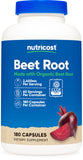 Nutricost Remolacha 2400mg: bote con cápsulas para apoyar la vitalidad diaria.