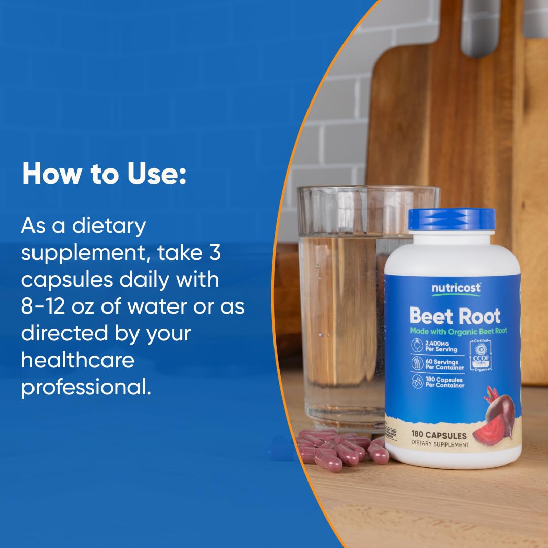 Nutricost Remolacha 2400mg: bote en mano para una toma rápida.