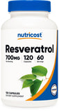 Nutricost Resveratrol 700mg envase para uso diario seguro y cómodo