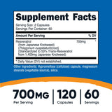 Nutricost Resveratrol 700mg etiqueta frontal con datos claros para decidir