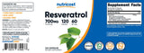 Nutricost Resveratrol 700mg ficha nutricional datos completos de suplementación