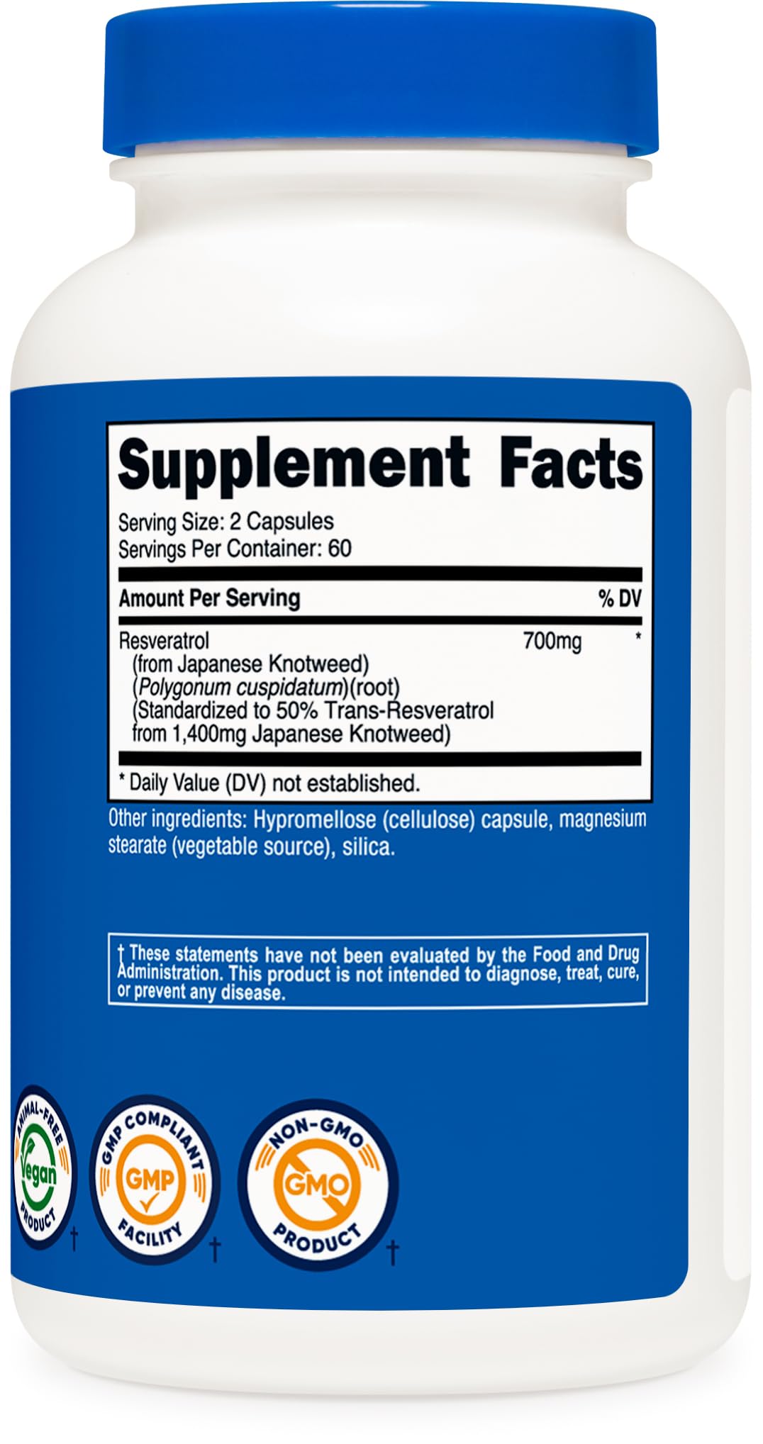 Nutricost Resveratrol 700mg sello NSF GMP garantía de calidad
