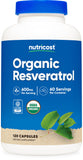 Nutricost Resveratrol: botella de 600 mg, etiqueta orgánica para tranquilidad de compra