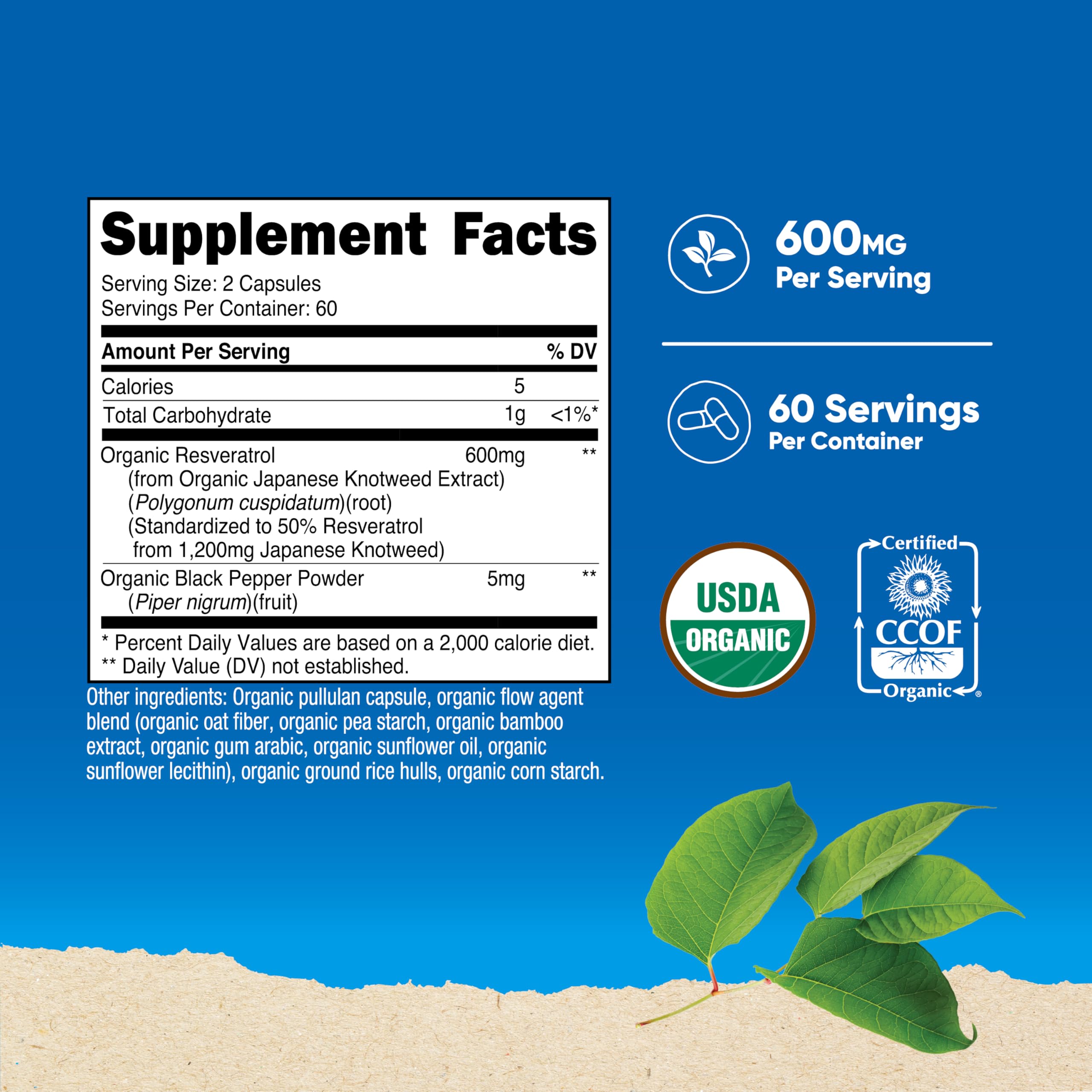 Nutricost Resveratrol: cápsulas de 120 unidades, uso diario