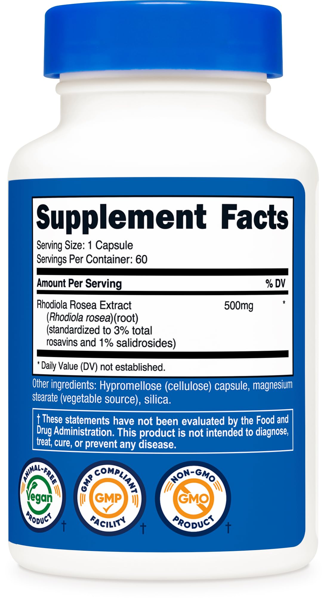 Nutricost Rhodiola Rosea 500mg embalaje reciclable y seguro