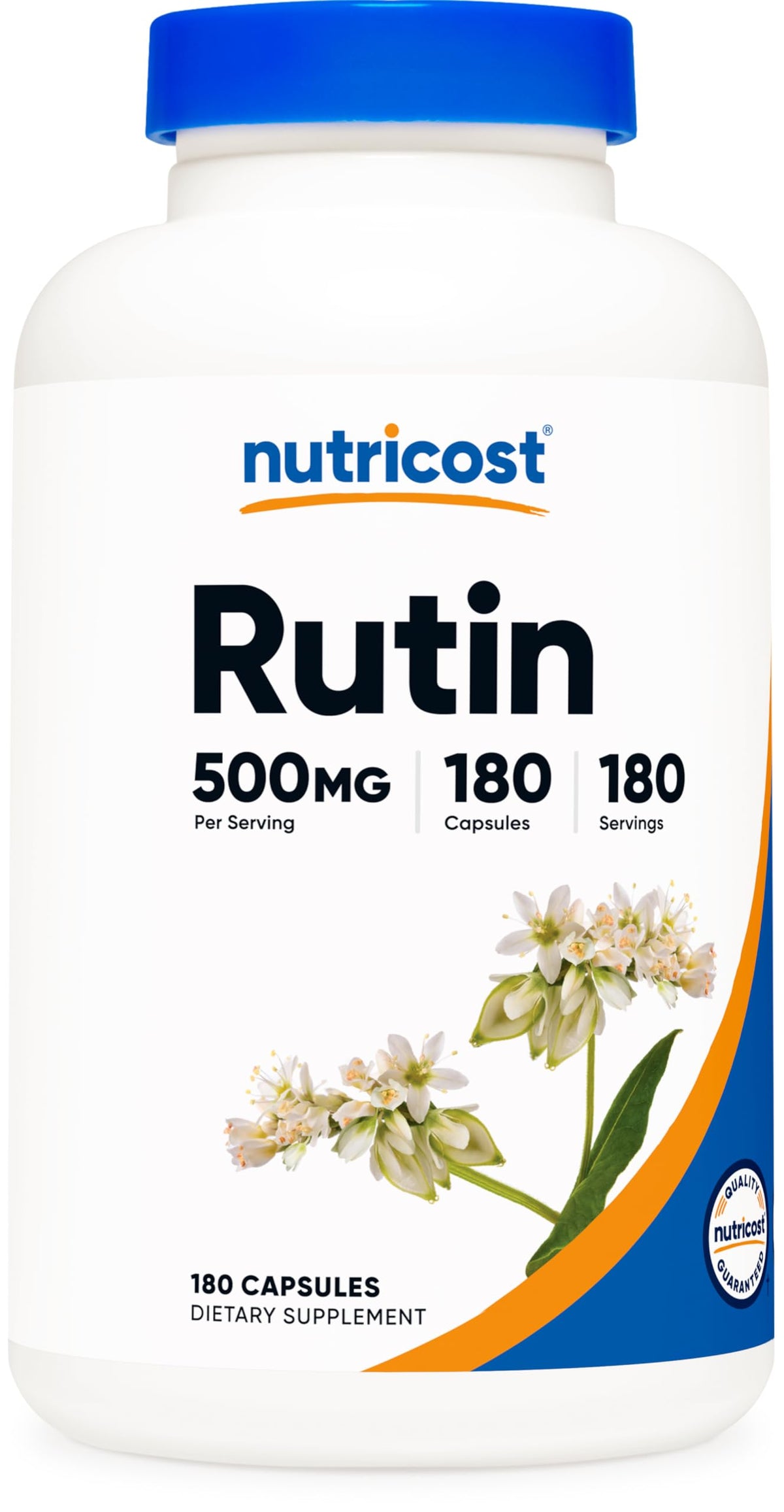 Nutricost Rutin 500mg capsulas: bote para uso diario sin gluten.