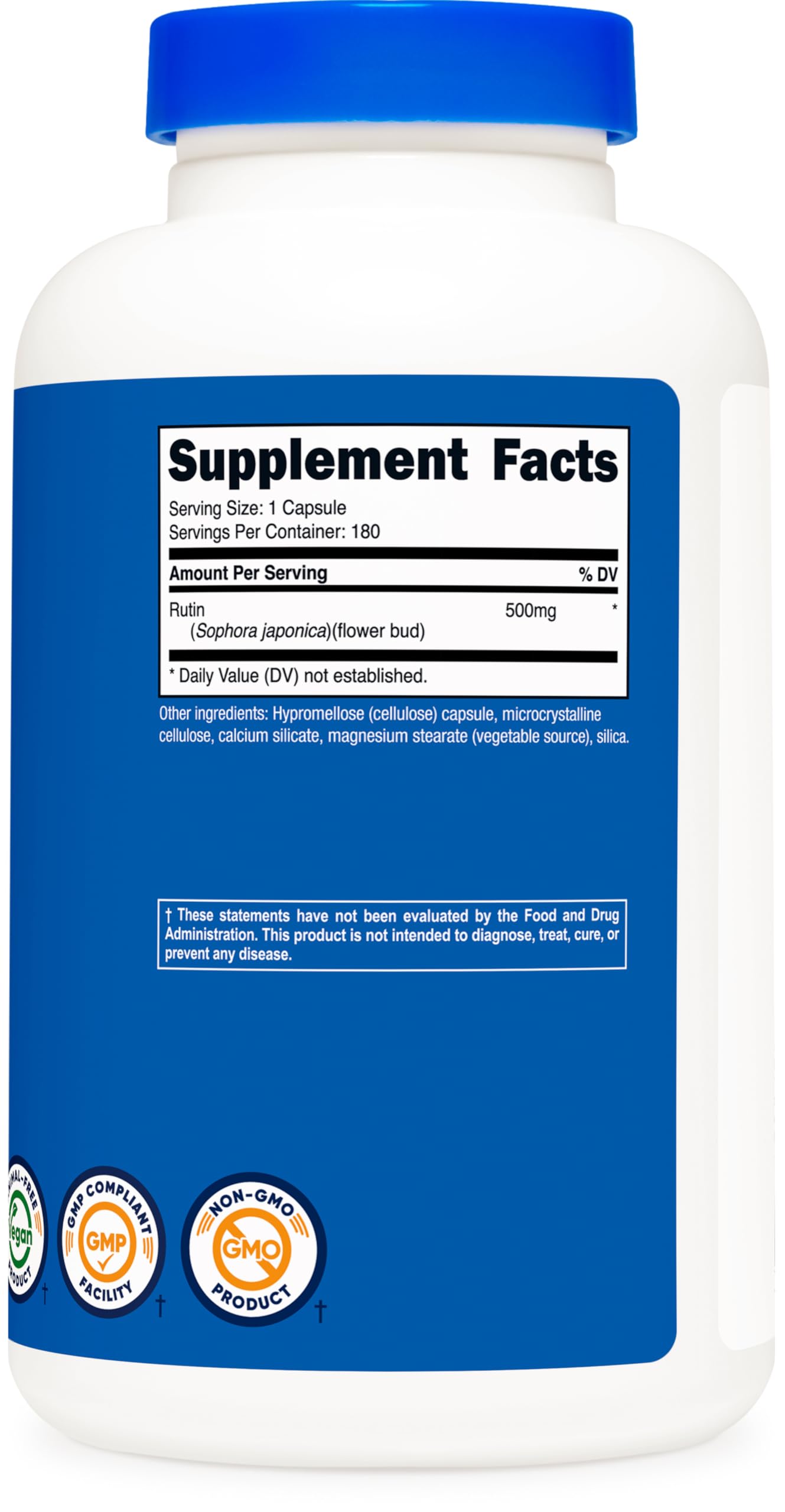 Nutricost Rutin 500mg: pruebas de terceros certifican calidad y pureza.