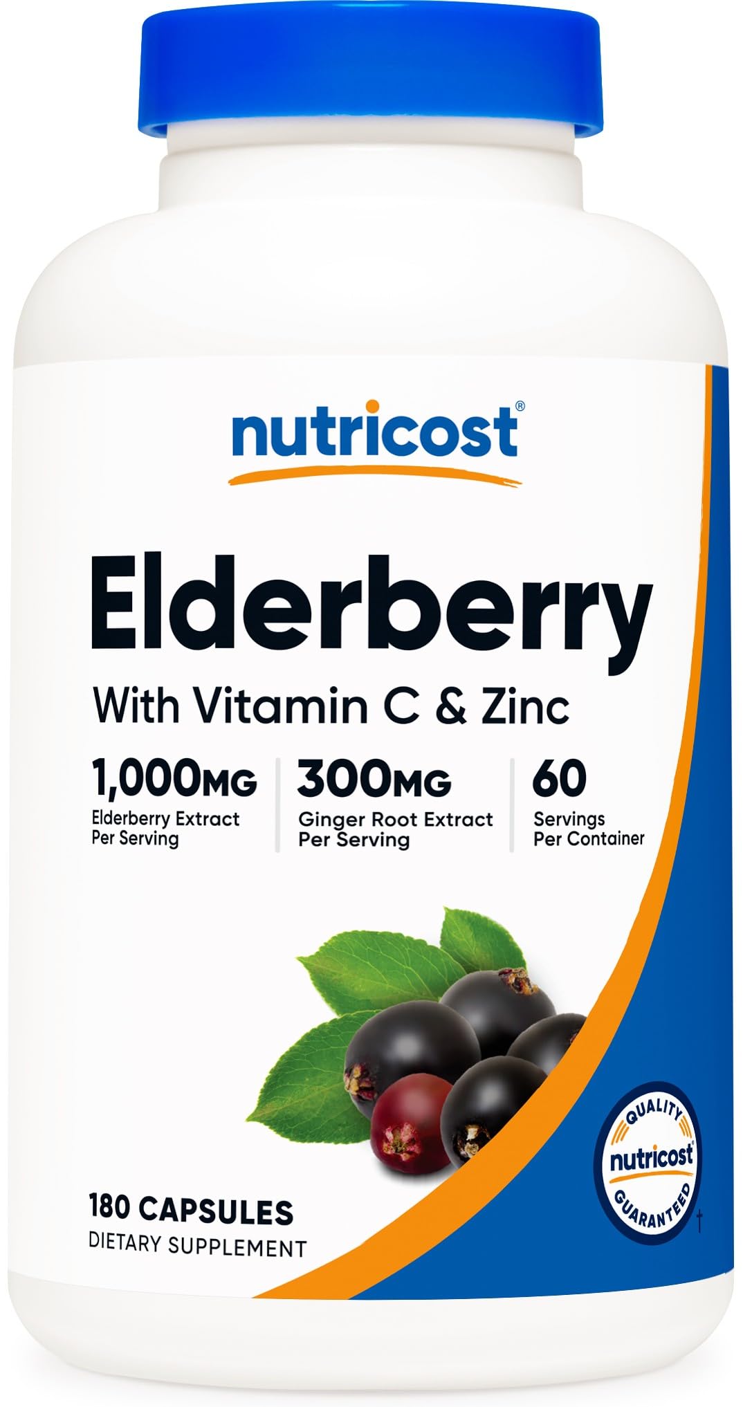 Nutricost saúco cápsulas para apoyo diario del sistema inmune.