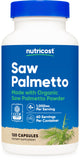 Nutricost Saw Palmetto cápsulas en envase para uso diario.