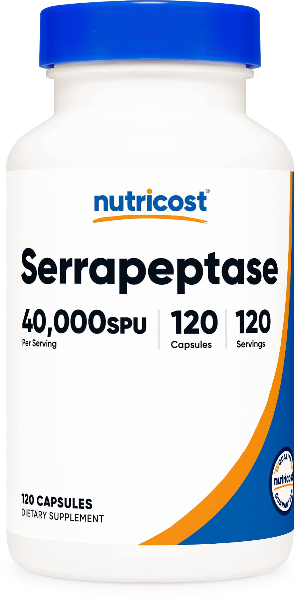 Nutricost Serrapeptase, botella de 120 cápsulas para uso diario.