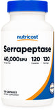 Nutricost Serrapeptase, botella de 120 cápsulas para uso diario.