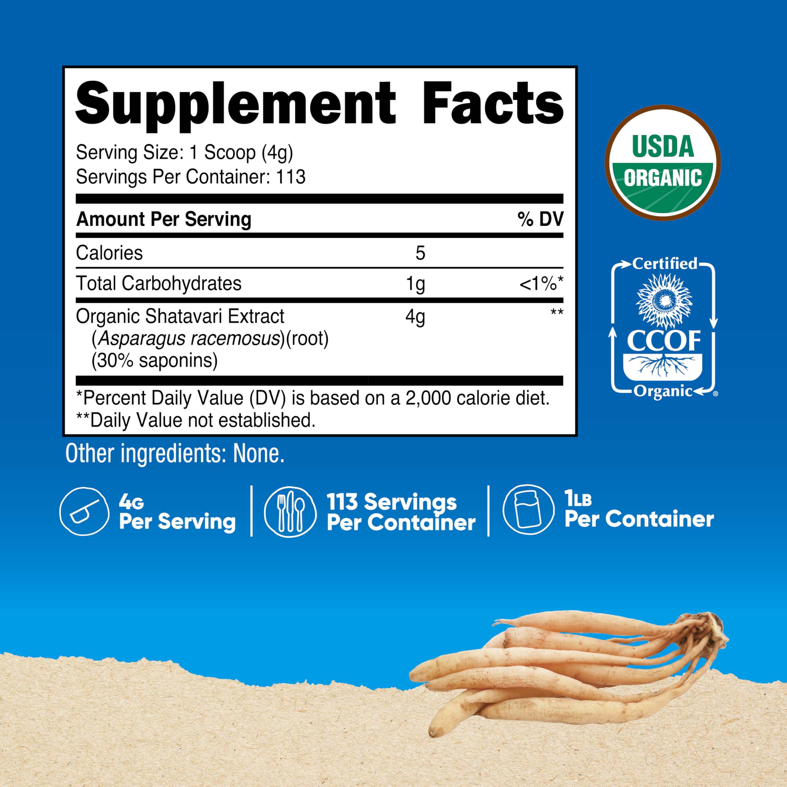 Nutricost Shatavari con medidor incluido para porciones consistentes.