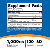 Envase de Nutricost Shilajit capsulas con 60 porciones