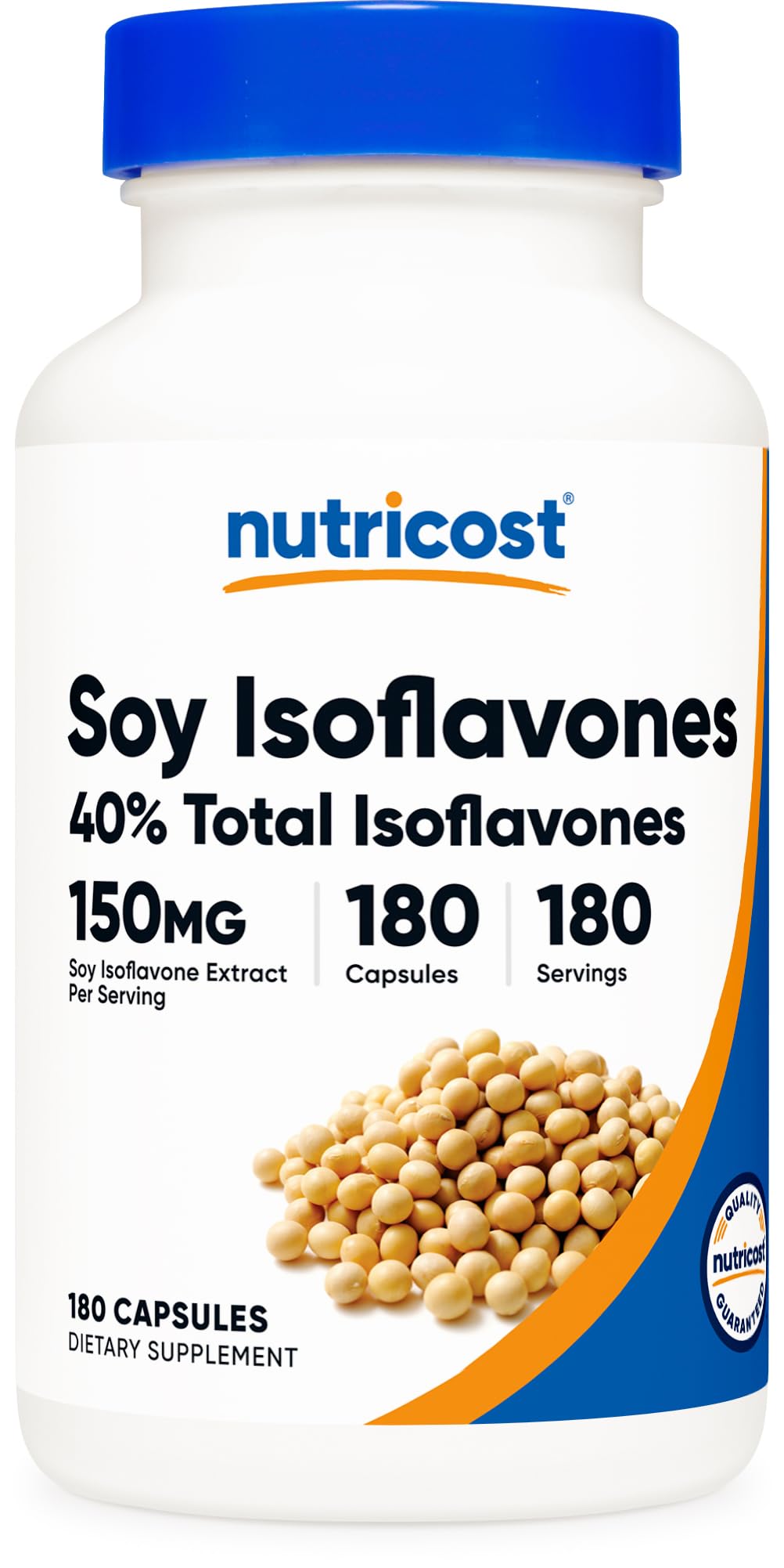 Nutricost Soy Isoflavones: botella de cápsulas veganas para rutina diaria