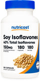 Nutricost Soy Isoflavones: botella de cápsulas veganas para rutina diaria