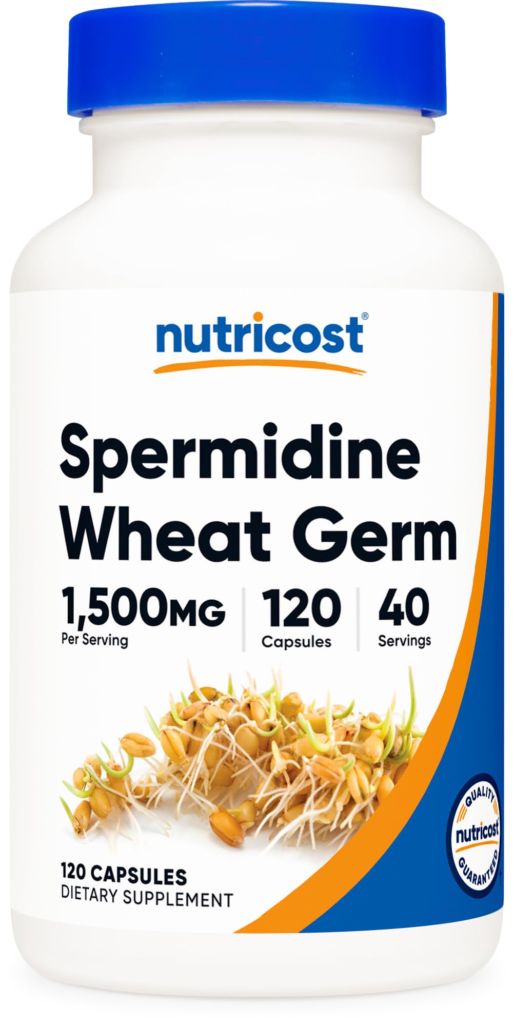 Nutricost Spermidina cápsulas de germen de trigo para uso diario y vitalidad.
