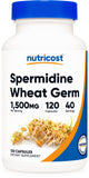 Nutricost Spermidina cápsulas de germen de trigo para uso diario y vitalidad.
