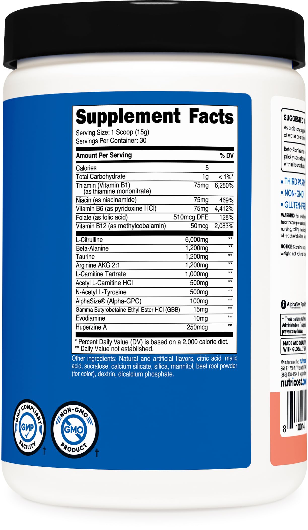 Nutricost Stim-Free Pre-Workout sin cafeína: opción ideal para entrenamientos diarios sin nervios.